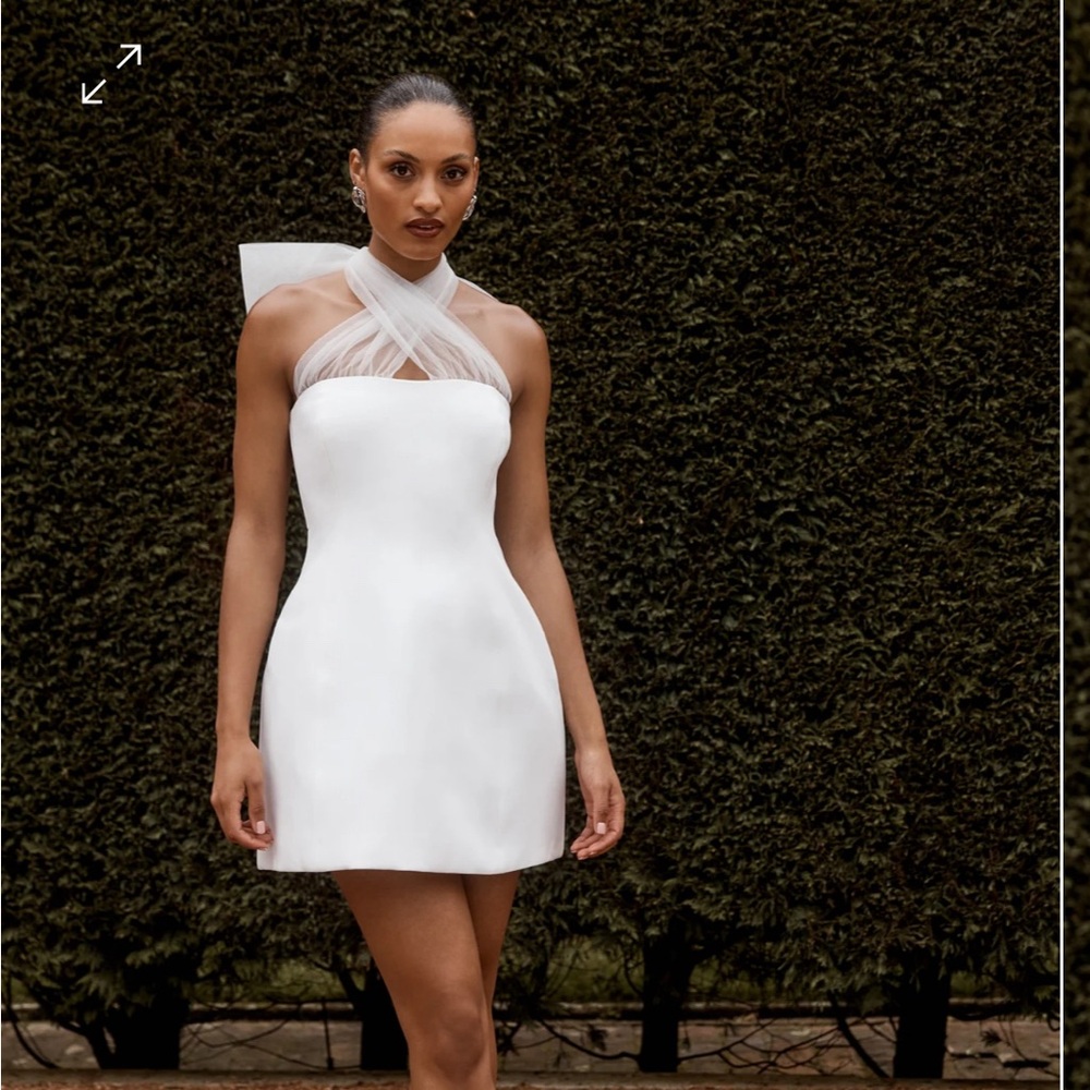 NWT Meshki Maryam Tulle Bow Mini Dress - White